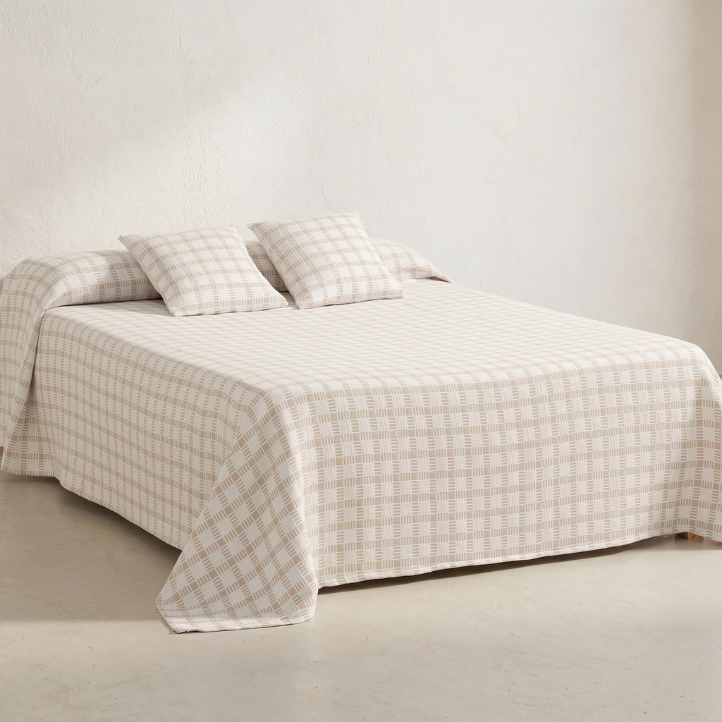 [COLHORTMF-180] Colcha Jacquard Algodón HORT (Marfil, Cama 80/90 - 180x270 cm)