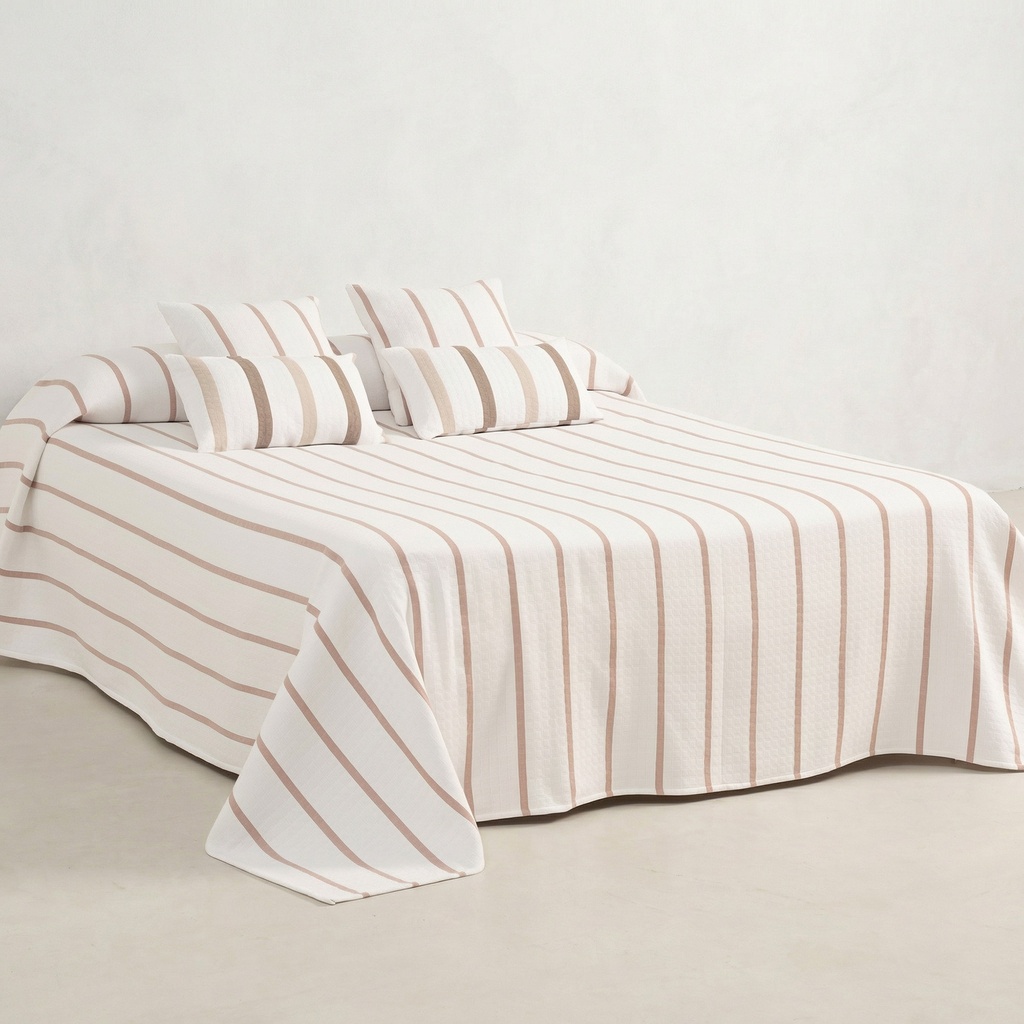 [COLRETTARo-180] Colcha Jacquard Algodón RETTA (Rosa, 180x270 cm)