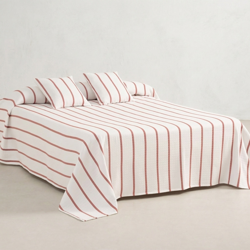 [COLRETTATE-180] Colcha Jacquard Algodón RETTA (Teja, 180x270 cm)