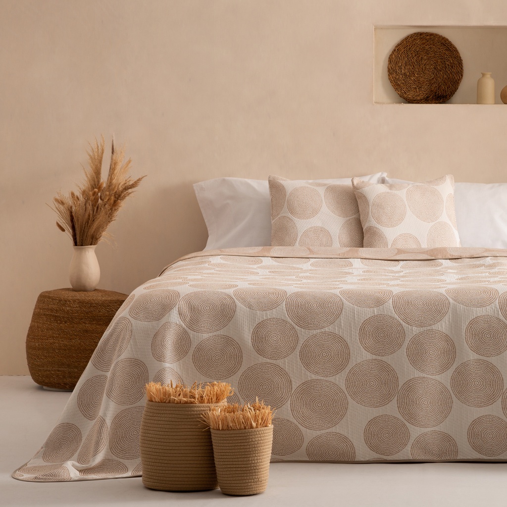 [COLOLE180] Colcha ligera Olea Camel jacquard (Cama 80/90 - 180x270 cm)