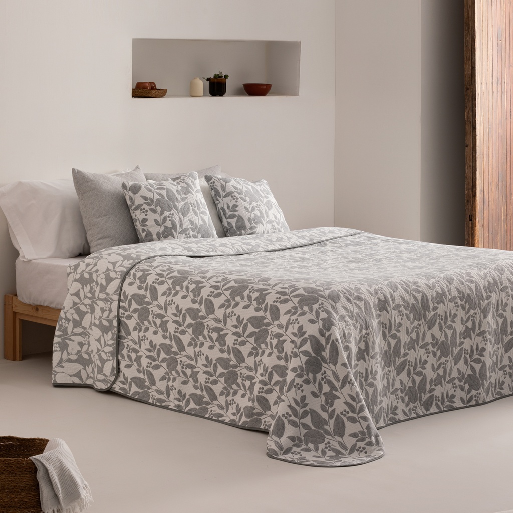 [COLSALV180-GR] Colcha ligera Salvi jacquard (Gris, Cama 80/90 - 180x270 cm)