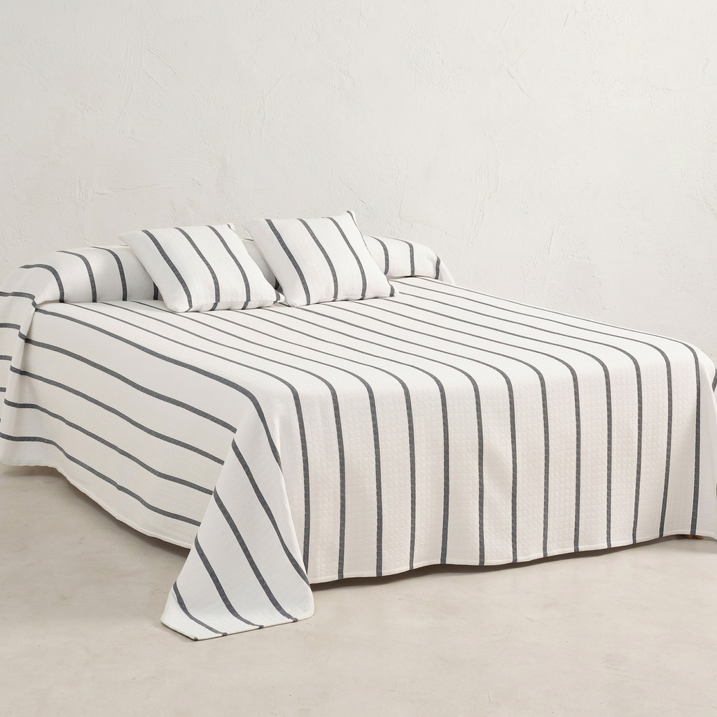 [COLRETTAAZ-180] Colcha Jacquard Algodón RETTA (Azul Marino, 180x270 cm)