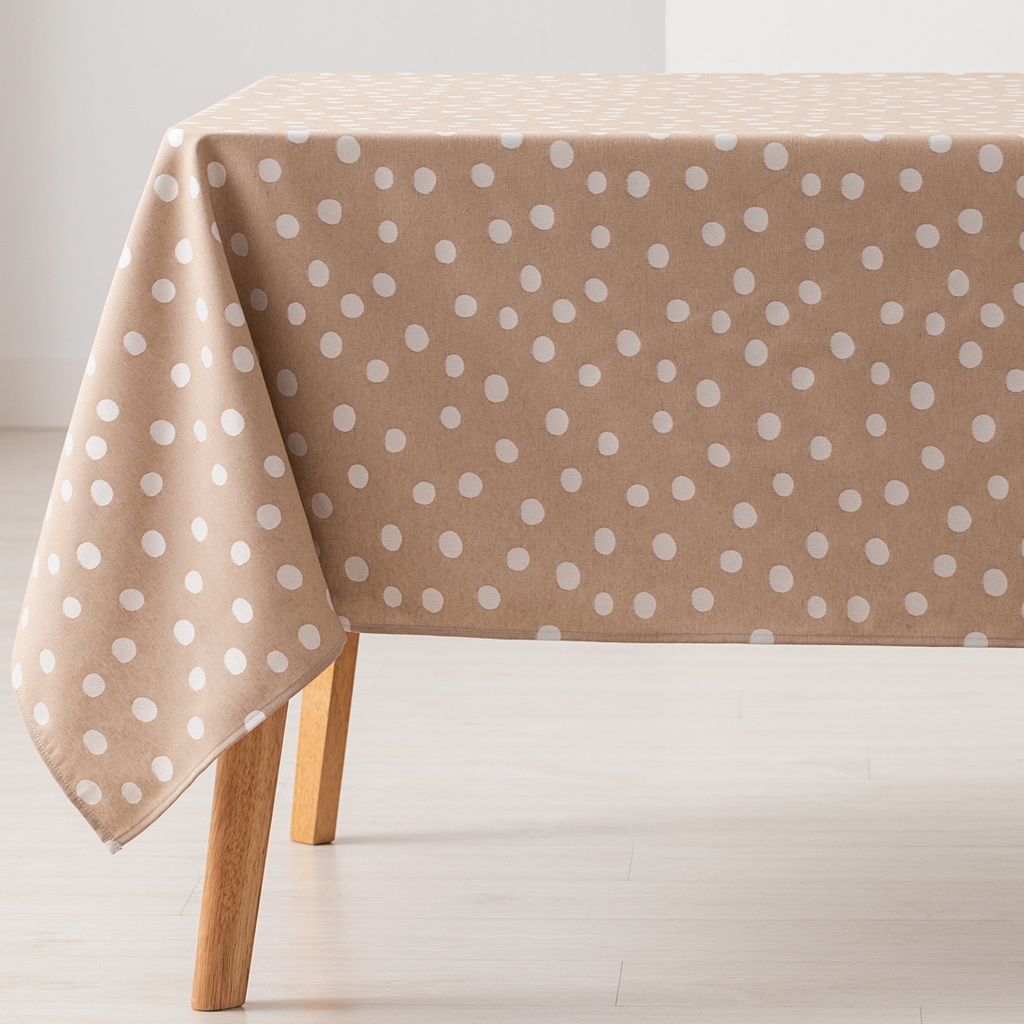 [MAJQPOIN100-TA] Mantel antimanchas jacquard Point (Taupe, 140x100 cm)