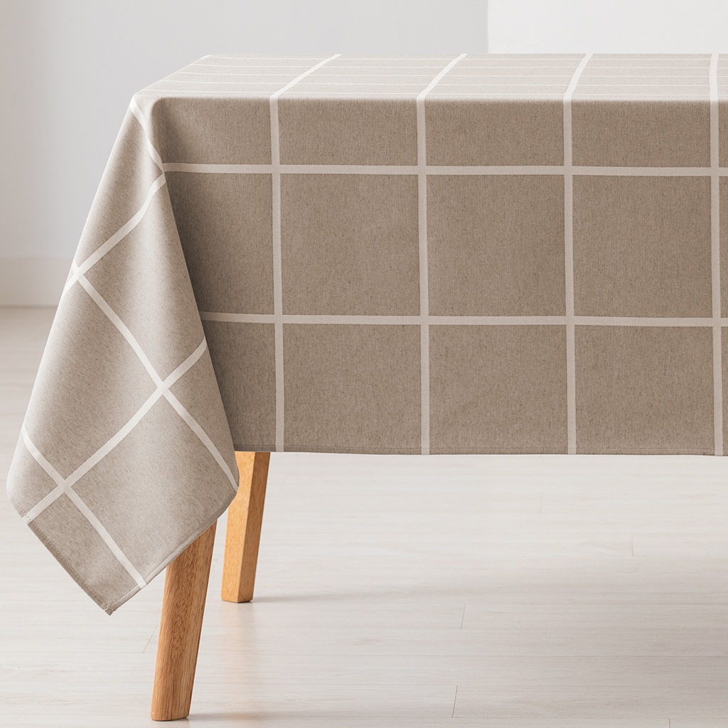 [MAJQFRAM100-BE] Mantel antimanchas jacquard Frame (Beige, 140x100 cm)