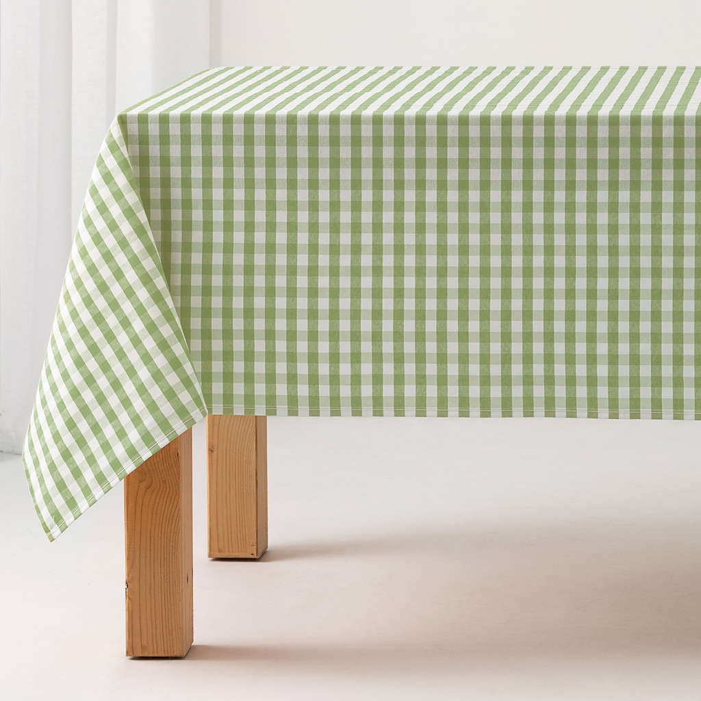 [MVIVe100] Mantel antimanchas cuadros vichy (Verde Oliva, 140x100 cm)