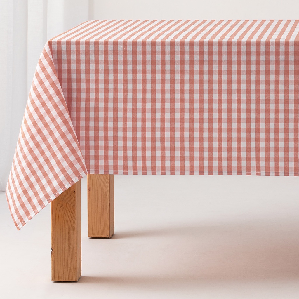 [MVISa100] Mantel antimanchas cuadros vichy (Salmón, 140x100 cm)