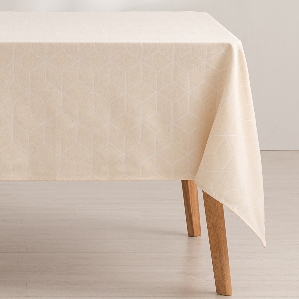 [M362] Mantel antimanchas jacquard Line (Crudo, 140x100 cm)