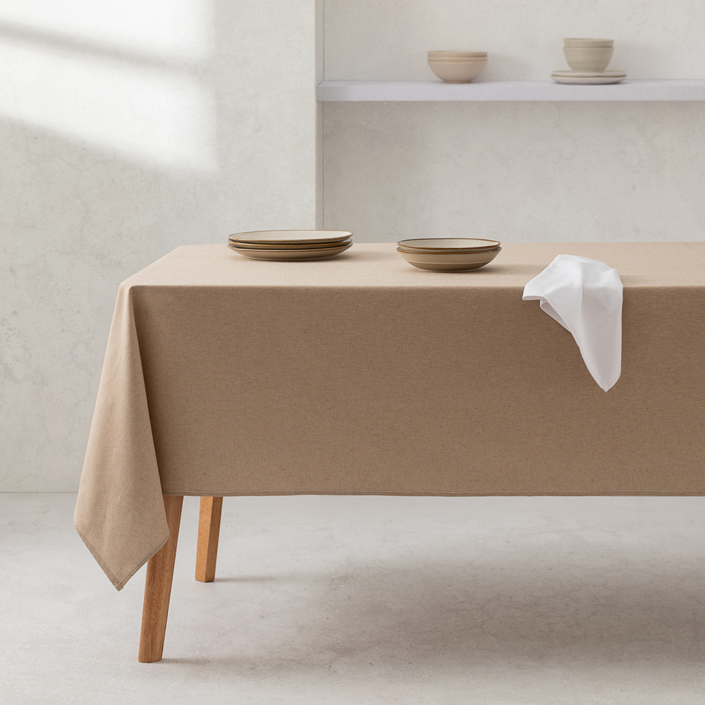 [M184] Mantel 100% algodón liso (Beige, 140x100 cm)