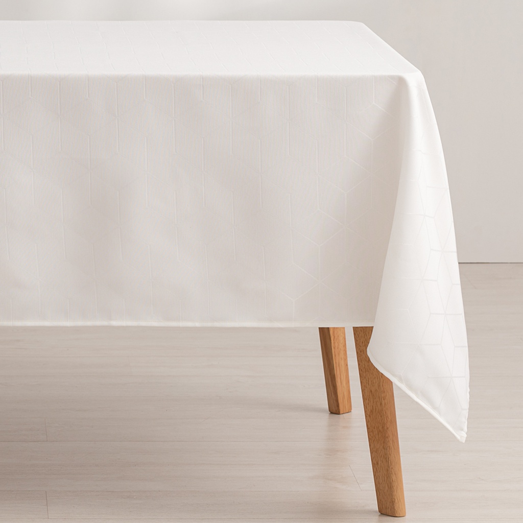 [LINBL100] Mantel antimanchas jacquard Line (Blanco, 140x100 cm)